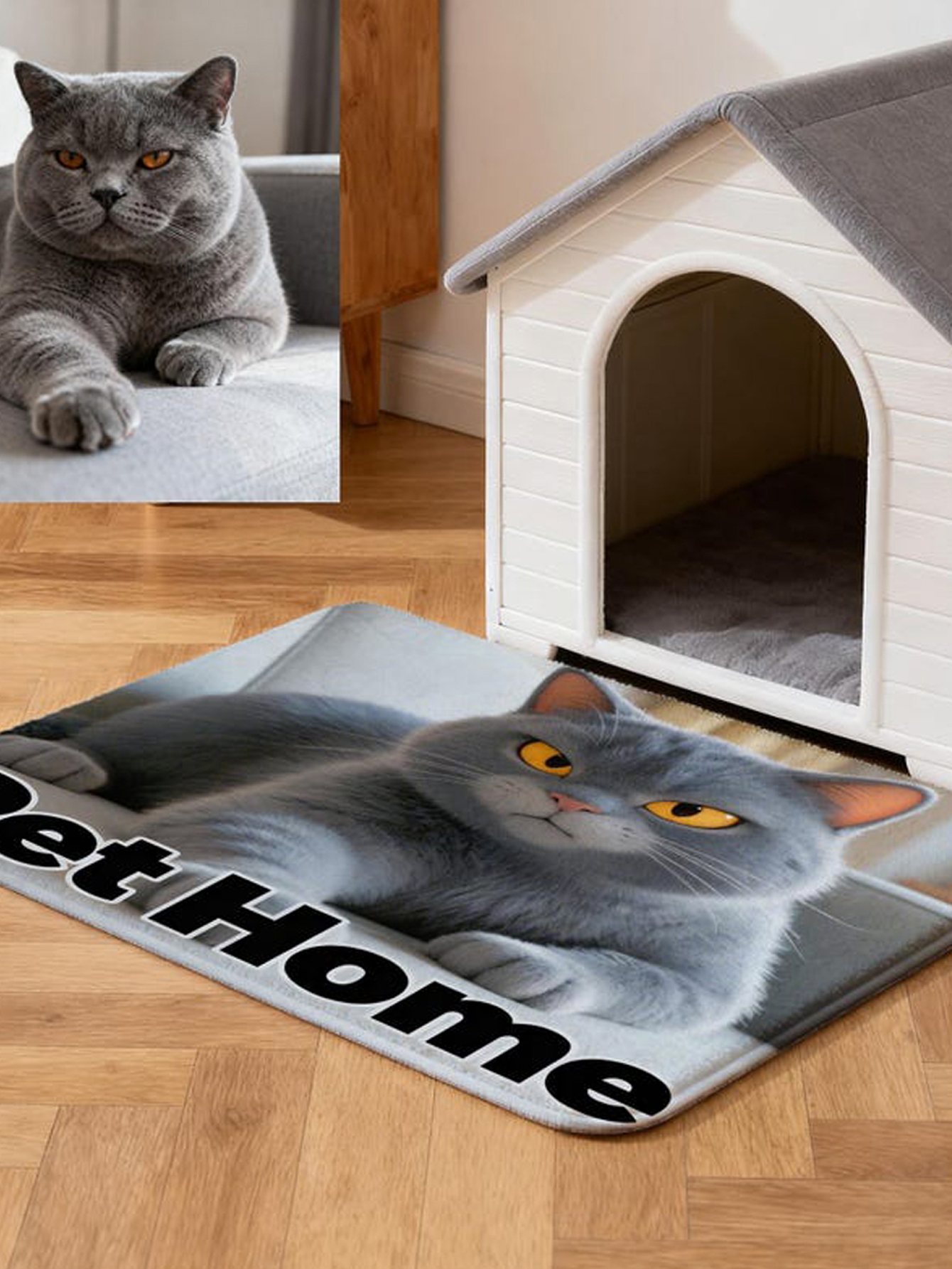 Personalized Pixar-Style Pet Mat with 3D Cartoon Portrait